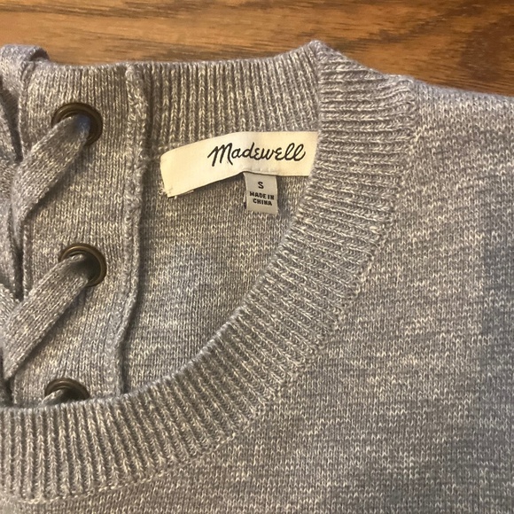Madewell Specked Crewneck with Laced Tie Back Sz. Small EUC - Picture 3 of 5